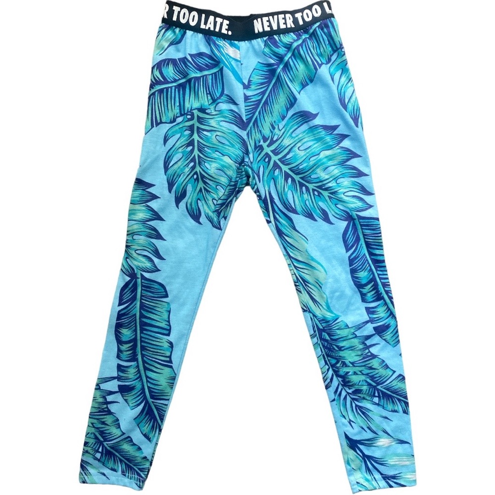 SHEIN Girls Tropical Print Letter Legging Size 8Y